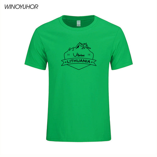 Load image into Gallery viewer, Vilnius Lithuania Prined T shirt Men Summer Casual Short Sleeve Cotton T-shirts Funny City Design Tees Top Homme
