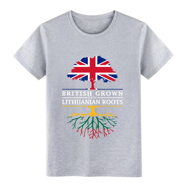 Men's British Grown with Lithuanian Roots Lithuania Design t shirt Character Short Sleeve S-XXXL Original Loose Breathable shirt