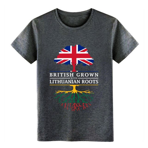 Load image into Gallery viewer, Men's British Grown with Lithuanian Roots Lithuania Design t shirt Character Short Sleeve S-XXXL Original Loose Breathable shirt

