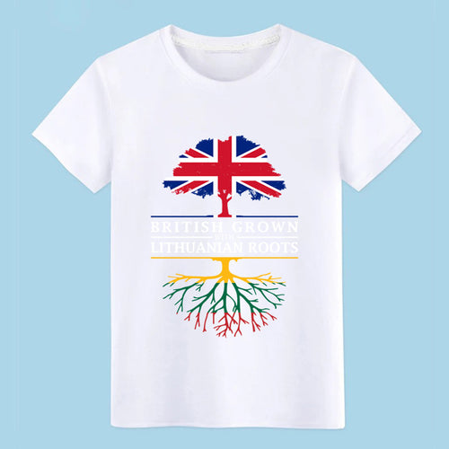 Load image into Gallery viewer, Men's British Grown with Lithuanian Roots Lithuania Design t shirt Character Short Sleeve S-XXXL Original Loose Breathable shirt
