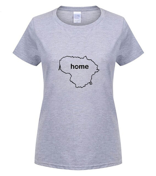 Load image into Gallery viewer, Simple Short-Sleeved Cotton T-Shirt LITHUANIA HOME T-Shirt FIND YOUR OWN Country Men OR Women's Lietuva Lithuanian O-Neck
