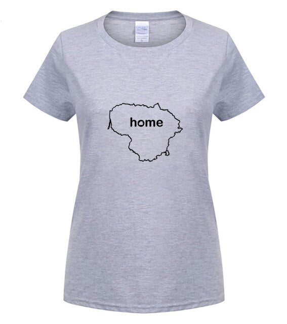 Simple Short-Sleeved Cotton T-Shirt LITHUANIA HOME T-Shirt FIND YOUR OWN Country Men OR Women's Lietuva Lithuanian O-Neck