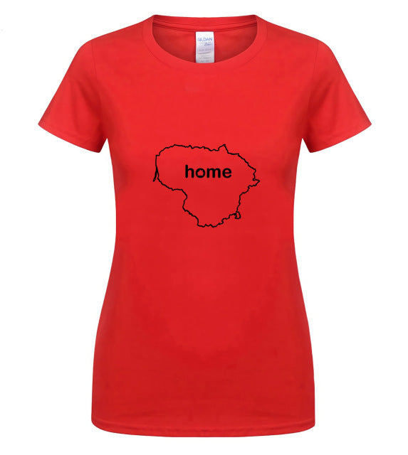 Simple Short-Sleeved Cotton T-Shirt LITHUANIA HOME T-Shirt FIND YOUR OWN Country Men OR Women's Lietuva Lithuanian O-Neck