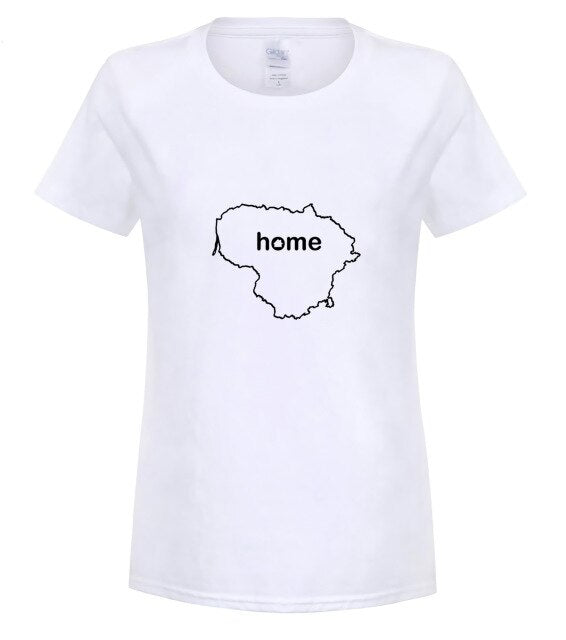 Simple Short-Sleeved Cotton T-Shirt LITHUANIA HOME T-Shirt FIND YOUR OWN Country Men OR Women's Lietuva Lithuanian O-Neck