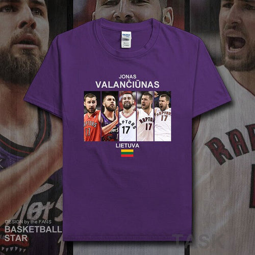Load image into Gallery viewer, Jonas t shirt men jerseys Valanciunas Lithuania basketballer star tshirt cotton fitness clothing fitness t-shirts fans tees 20
