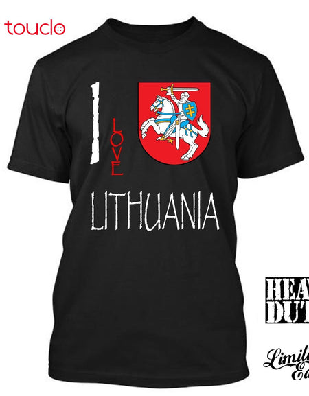 Tees Short Sleeve O-Neck Lithuania I Love Culture Flag T Shirt Tees Men Hoodies