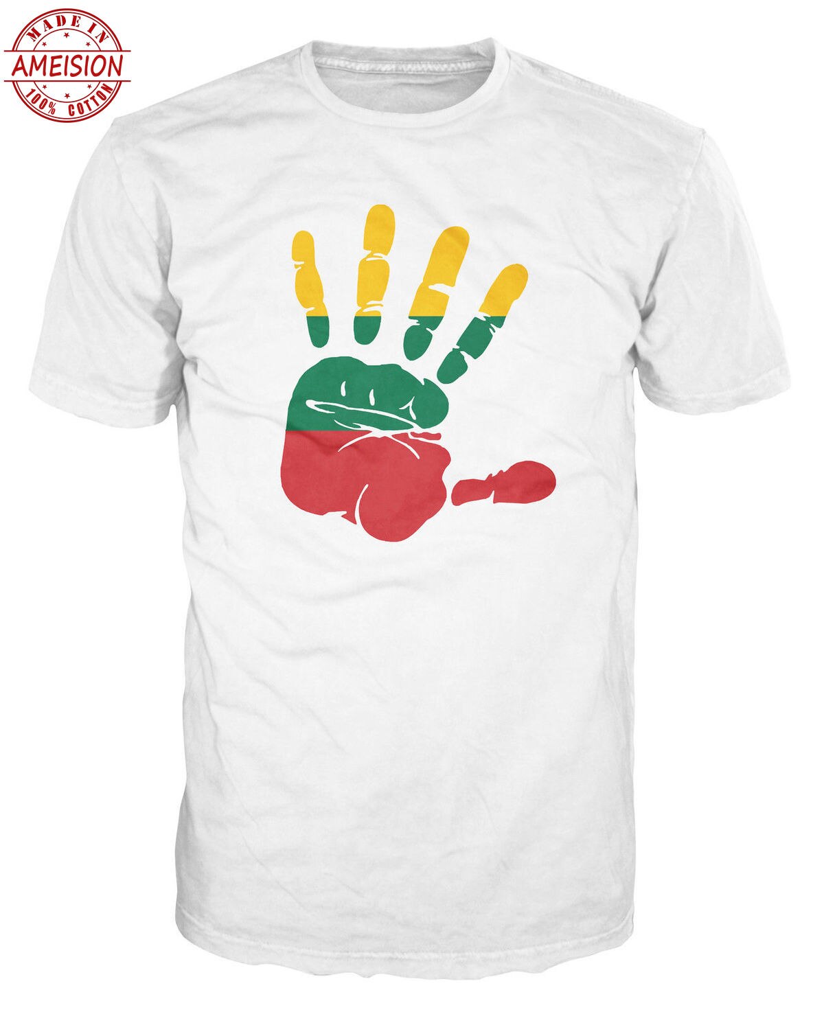 2019 Hot sale Free shipping 100% cotton Lithuania Flag Palm National Lietuva Fan T-shirt