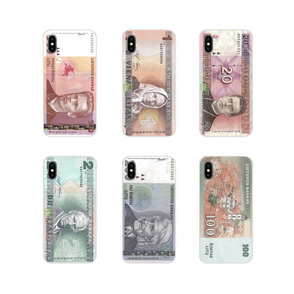 For Xiaomi Mi6 A1 5X 6X Redmi Note 5 5A 4X 4A 4 3 Plus Pro pocophone F1 Transparent Soft Skin Case Lithuania Litas Money LTL Art
