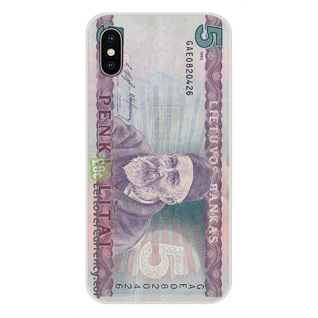 For Xiaomi Mi6 A1 5X 6X Redmi Note 5 5A 4X 4A 4 3 Plus Pro pocophone F1 Transparent Soft Skin Case Lithuania Litas Money LTL Art
