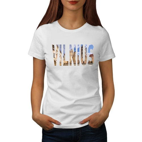 Load image into Gallery viewer, BLWHSA New Vilnius Print T Shirt Women Lithuania City Vilnius 100% Cotton Summer Female T-Shirt Fashion Casual Funny Women Tees
