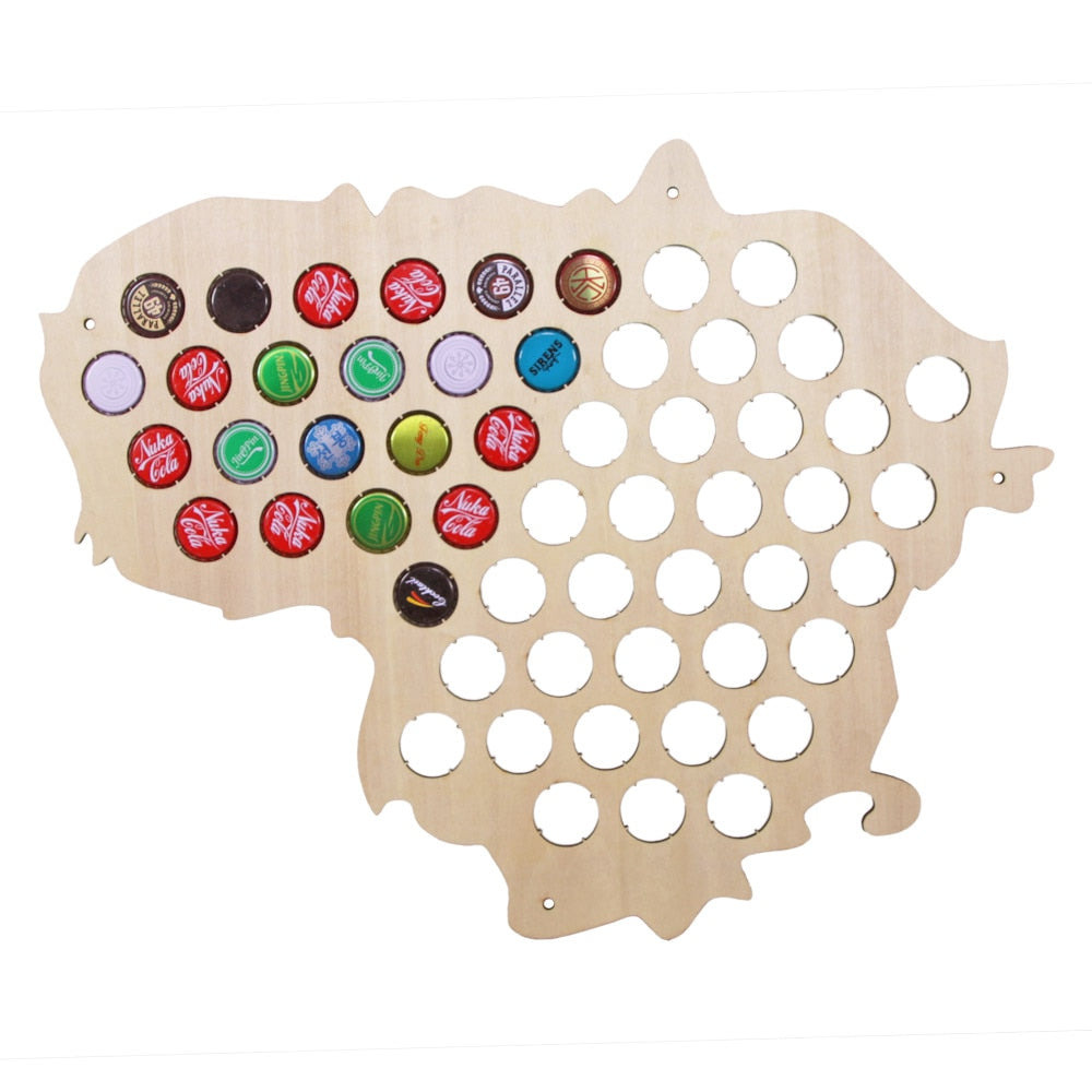 Lithuania Beer Bottle Cap Map Collection Art Custom Made Beer Cap Map Wooden Craft Beer Aficionado Gift Home Decor Accessorries