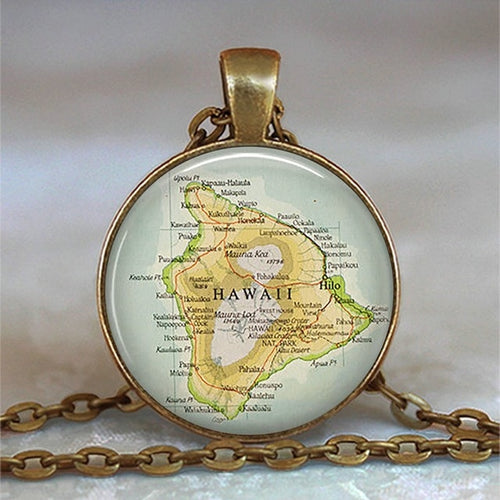 Load image into Gallery viewer, New Arrived Glass Dome Necklace World Map Pendant Bronze Chain Jewelry Lithuania Vintage Map Handmade Glass Cabochon Necklace
