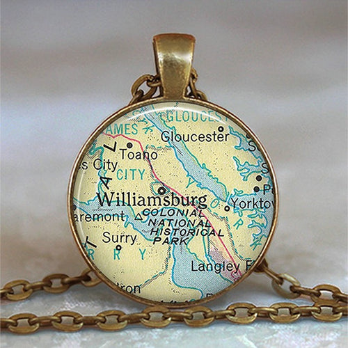Load image into Gallery viewer, New Arrived Glass Dome Necklace World Map Pendant Bronze Chain Jewelry Lithuania Vintage Map Handmade Glass Cabochon Necklace

