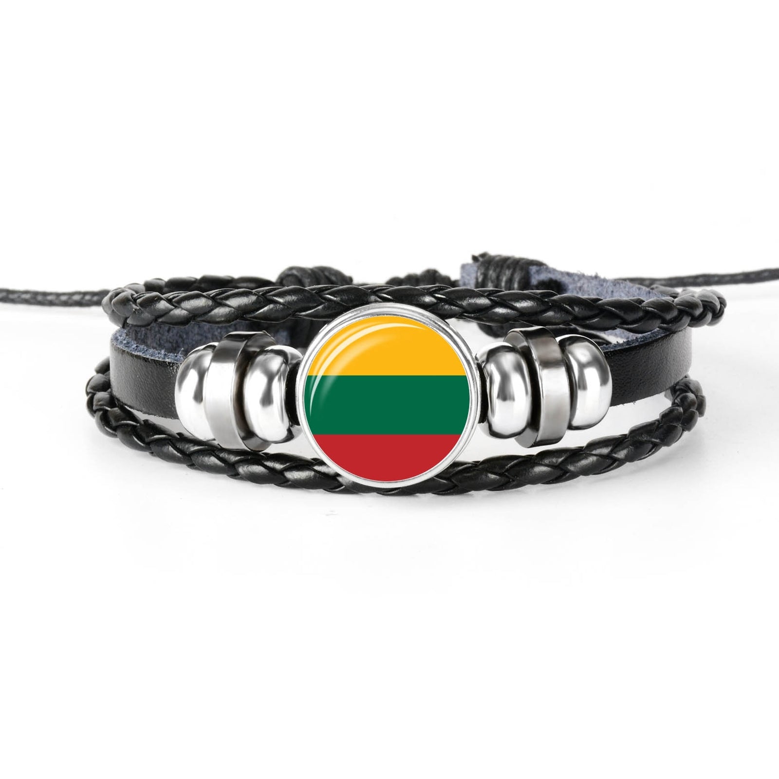 2019 New Fashion Handmade Lithuania Russia Flag Bangle Bracelet for Men and Women Glass Cabochon Leather Bracelet Jewelry Gift