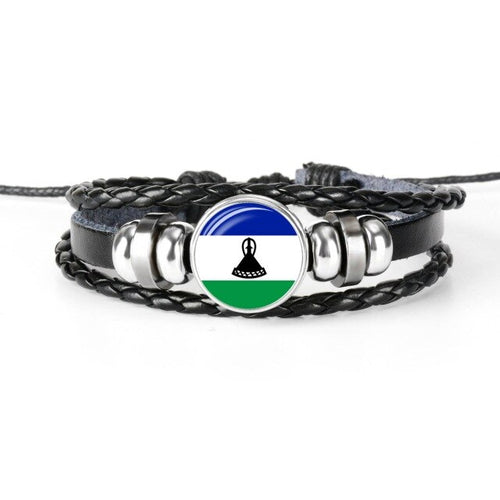 Load image into Gallery viewer, 2019 New Fashion Handmade Lithuania Russia Flag Bangle Bracelet for Men and Women Glass Cabochon Leather Bracelet Jewelry Gift
