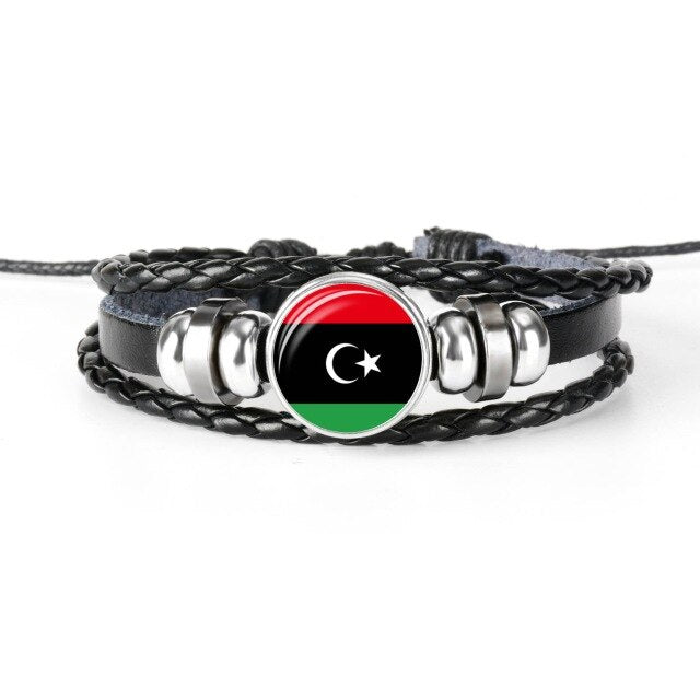2019 New Fashion Handmade Lithuania Russia Flag Bangle Bracelet for Men and Women Glass Cabochon Leather Bracelet Jewelry Gift