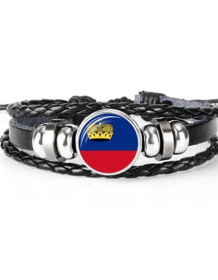 2019 New Fashion Handmade Lithuania Russia Flag Bangle Bracelet for Men and Women Glass Cabochon Leather Bracelet Jewelry Gift