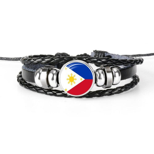 Load image into Gallery viewer, 2019 New Fashion Handmade Lithuania Russia Flag Bangle Bracelet for Men and Women Glass Cabochon Leather Bracelet Jewelry Gift
