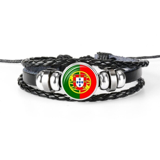 2019 New Fashion Handmade Lithuania Russia Flag Bangle Bracelet for Men and Women Glass Cabochon Leather Bracelet Jewelry Gift