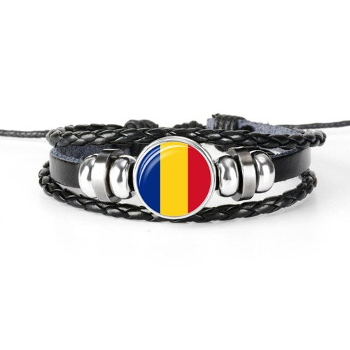 Load image into Gallery viewer, 2019 New Fashion Handmade Lithuania Russia Flag Bangle Bracelet for Men and Women Glass Cabochon Leather Bracelet Jewelry Gift
